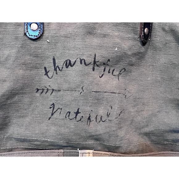 Vintage Addiction "Thankful and Grateful" Rectangular Lined Tote Bag NEW - Picture 3 of 14